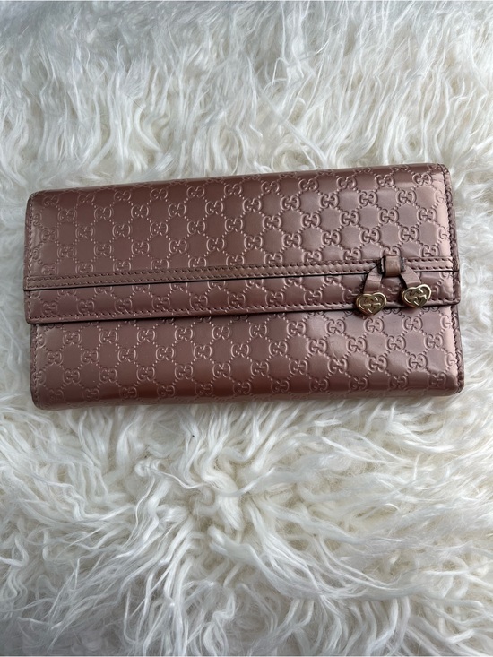 Gucci Handbags - Gucci Rose Gold Microguccissima
Patent Leather Long Wallet